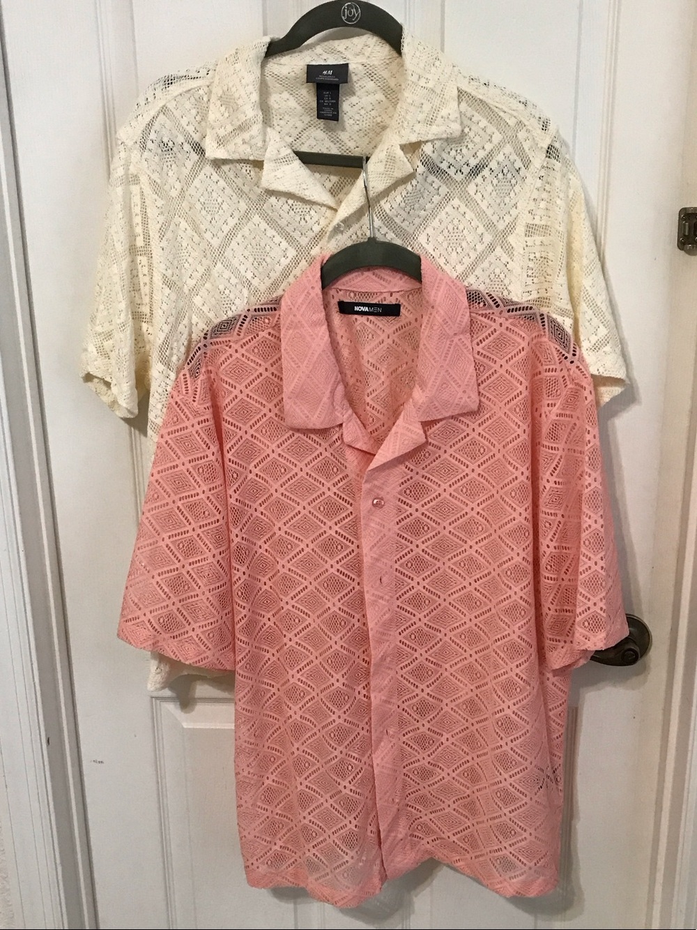 H&M/Nova Crochet Button-Front Short Sleeve Shirt